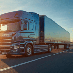 image of an 44 tonne hgv driving on the motorway