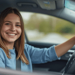 young female driver in a car just passed her test and looking for young drivers car insurance